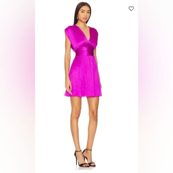 NEW Steve Madden Purple Satin Pleated Deep V Babydoll Inspo Dress M XL - Picture 2 of 5